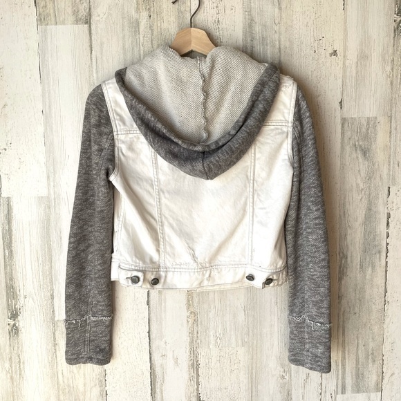Free People Distressed Hooded Jean Jacket Size: XS - Picture 8 of 13